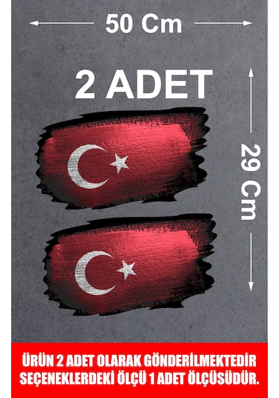 Türk Bayrağı Sticker - Türk - Bayrak - Ay Yıldız Sticker - Araba Oto Motosiklet Karavan Cam Kask Sticker - 01969 50x29 Cm