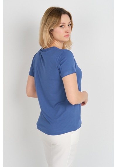 Sistas Kadın Kapak Cepli Bisiklet Yaka Kısa Kollu Bluz 4144 Indigo Indigo