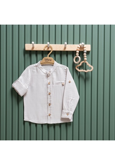 Tiffany Baby & Kids Tiffany Baby Müslin Theme Hakim Yaka Uzun Kol Gömlek 26120 Gri