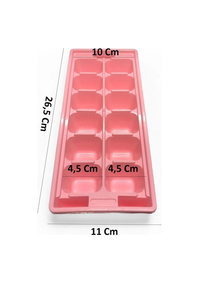 Mybru Pembe Sert Plastik 12 Hazneli Kare Buz Kalıbı Pembe