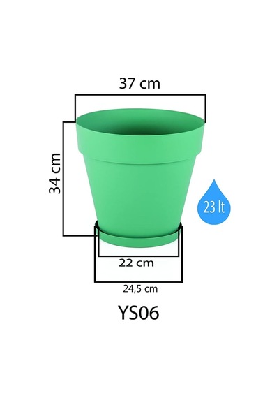 Serinova Ys06 Yalı Saksı Drenaj Aparatlı Tabaklı Dekoratif Saksı 37cm, 23 Litre Antrasit Belirtilmemiş