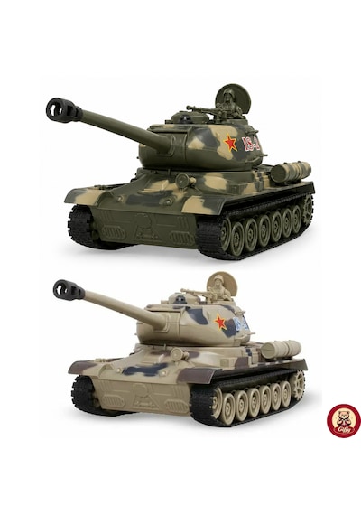 Oyuncak Uzaktan Kumandalı Tank Is-2 Model Sovyet Tankı Sesli Led Işıklı Müzikli Ses Ve Atış Efektli Şarjlı Göndesi 360 Dönen Rc Tank 1:20 Ölçek 38 Cm Sarı