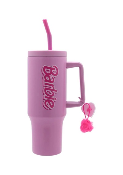 Barbie Lisanslı Pembe Serisi Çift Cidarlı Pipetli Çelik Termos 26.5 Cm, 2019120310102 Diğer