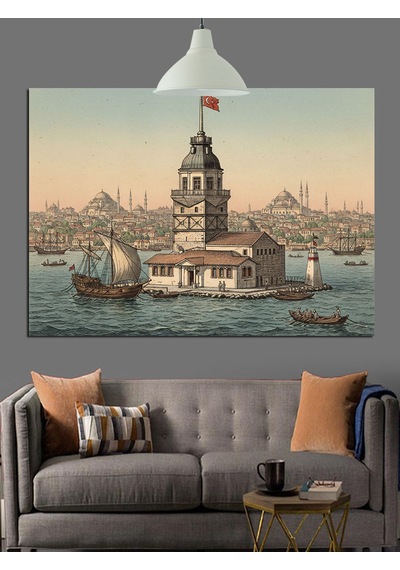 Klasik Tarzda Kız Kulesi Dekoratif Kanvas - Mdf Ahşap Tablo
