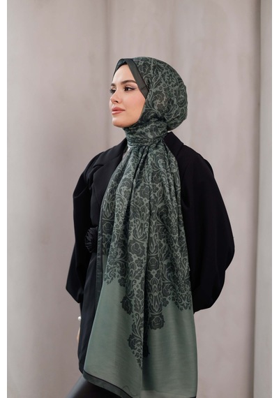 Mimiyum Nevra Desen Soft Şal Dumanlı Yeşil