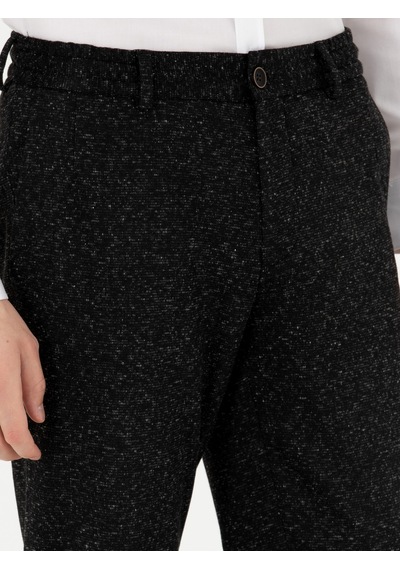 Cacharel Siyah Slim Fit Flanel Yün Karışımlı Kumaş Pantolon