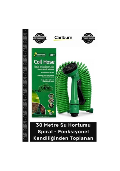 Özel Üretim Dayanıklı Bahçe 30 Metre Su Hortumu Spiral Fonksiyonel Kendiliğinden Toplanan