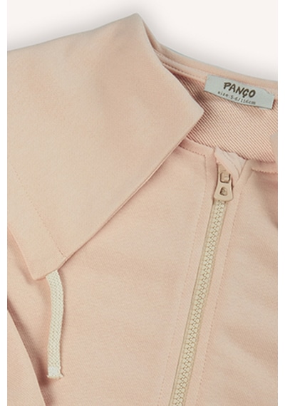 Kız Çocuk Geniş Yaka Detaylı Fermuarlı Somon Sweatshirt Çok Renkli 2421GK08017