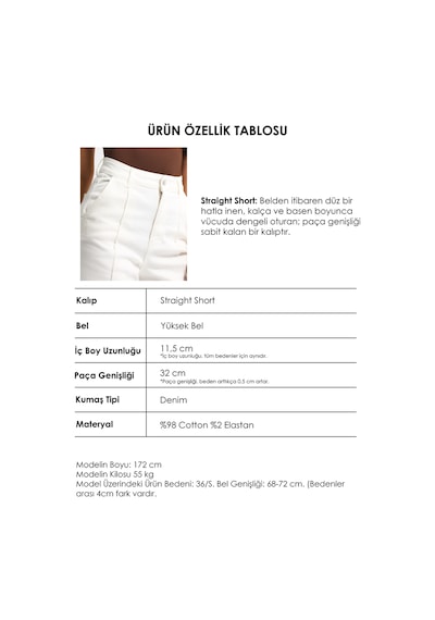 it's basic Kadın Kırık Beyaz 7s6-101 Straight Fit Relax Denim Şort