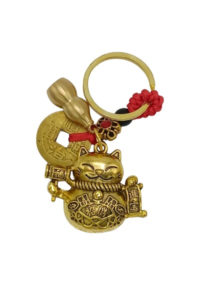 Maneki Neko Pirinç Anahtarlık Üçlü Şans Figür Noprnc01 Gümüş