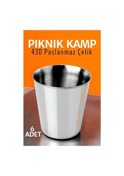 Paslanmaz Çelik Bardak Seti Kamp Piknik Bardağı 6 Adet 721504 Gümüş