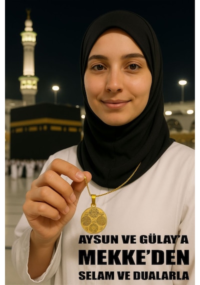 Kadın Dua Kolye - Süleyman Mührü Felak Nas Ihlas Cennetül Esma Esmaül Hüsna Nali Şerif Ayetel Kürsi Altın