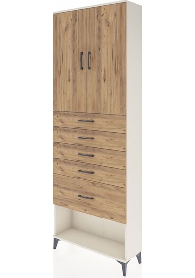 Arges Dolap 2 Raflı 5 Çekmeceli 2 Kapaklı 88x30x243 Aytaşı-çam Aytaşı