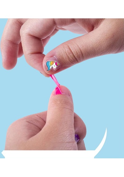 Tokidas Bff Nail Playing Set - Unicorn Modeli Ojeli Stickerlı Çocuk Takma Tırnak Seti Güzellik Seti - N05-unicorn-mor