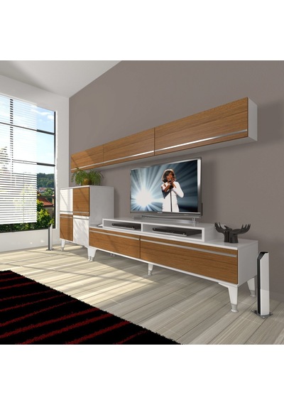 Decoraktiv Ekoflex 8 Mdf Silver Tv Ünitesi Tv Sehpası Beyaz - Ceviz