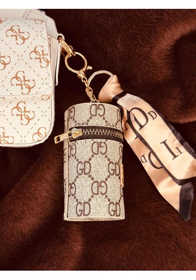 Elora Atelier Fular Detaylı Mini Çanta Charm Ekru
