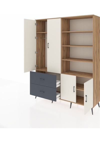 Hyperion Gardrop 7 Raflı 2 Çekmeceli Tek Askılı 176x44x221 Çam-aytaşı/antrasit Aytaşı/antrasit Hyperion Gardrop 7 Raflı 2 Çekmeceli Tek Askılı 176x44x221 Çam-aytaşı/antrasit Aytaşı/antrasit