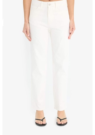 Defacto Comfort Straight Normal Bel Bilek Boy Beyaz Jean Pantolon F6174ax25hswt1 Beyaz