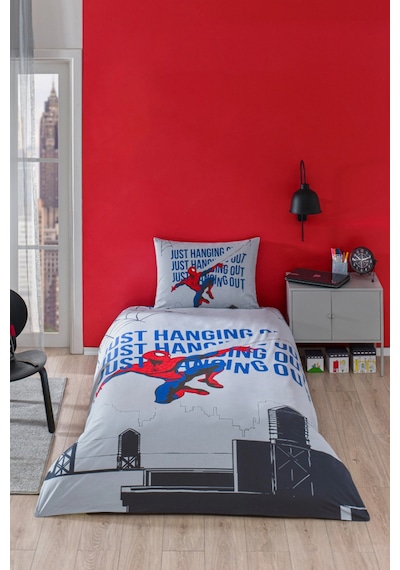 Özdilek Spiderman Blue Web Tek Kişilik Lisanslı Lastikli Çocuk Nevresim Takımı Gri
