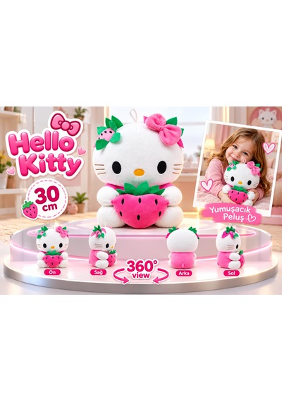 Oyuncak Hello Kitty Peluş Orta Boy Yumuşak Sevimli Hediyelik Oyun Arkadaşı 30 Cm Pembe