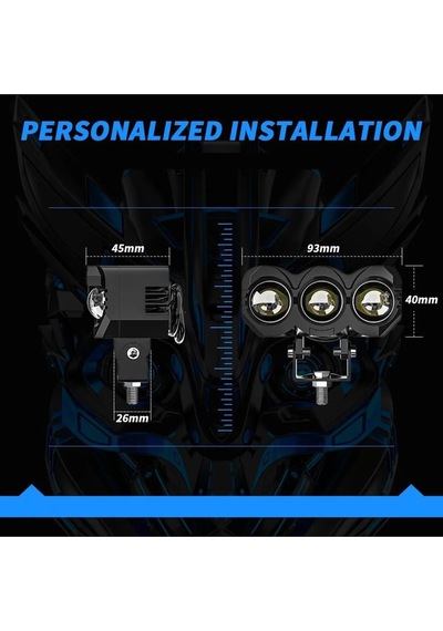 2 Adet Metal Motosiklet 3 Led Lazer Sis Farı Kasa Baykuş Model Delici Beyaz Sarı Çift Renk V Uyumlu