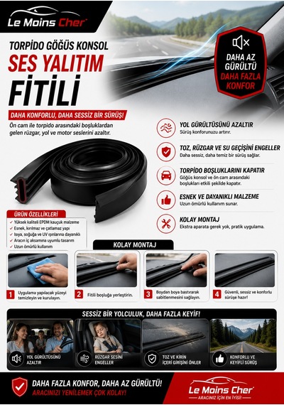 Alfa Romeo 146 Junior Araç Torpido Göğüs Konsol Ön Cam Arası Ses Yalıtım Fitili