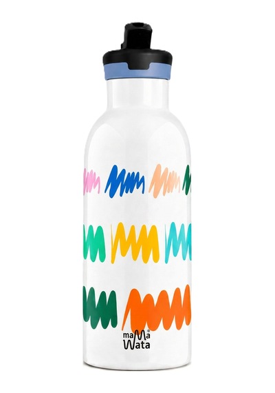Mamawata Doodle Pipetli Çocuk Termos Matara 470 Ml Paslanmaz Çelik Sızdırmaz Yalıtımlı Suluk Beyaz