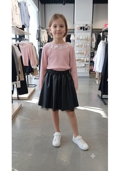 Pampal Moda Kız Çocuk Deri Etekli Takım Gülkurusu Pampal Moda Kız Çocuk Deri Etekli Takım Gülkurusu