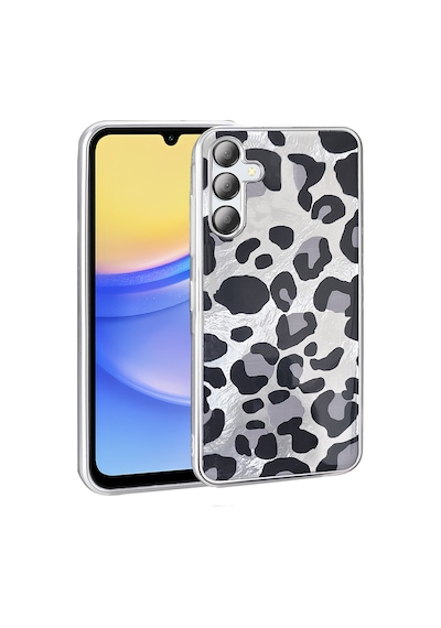 Galaxy Uyumlu A36 Kılıf Desenli Zore Mep Kapak Gri Leopar