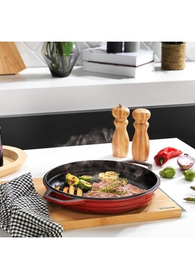 Guss Chef Döküm Yuvarlak Grill Tava Çift Kulplu 28cm-1 Parça Açık Bakır