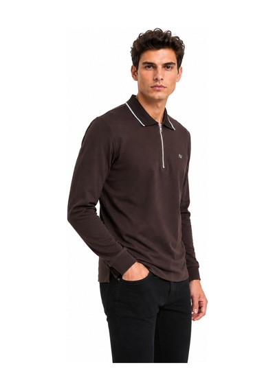 Advante Erkek Mevsimlik Spor Polo Yaka Fermuarlı Sweatshırt Bgl-st05468 Kahve