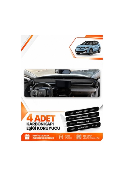 Citroen C3 Aircross 2023-2026 Uyumlu Torpido Koruma Koruyucu Kılıfı Halısı Örtü - Siyah