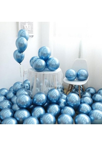 5 Ad Mavi Renkli Parlak Krom Metalik Aynalı Balon