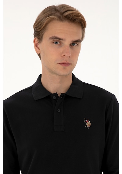 U.S. Polo Assn. Erkek Regular Fit Polo Yaka Siyah Basic Sweatshirt 50313772-VR046