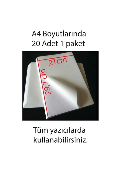 Lexroo Tüm Yazıcılar İle Uyumlu Kuvvetli Yapışkanlı A4 Yapışkanlı Etiket Kağıdı, 21x29.7 Cm, 160 Gr 6 x 6 CM