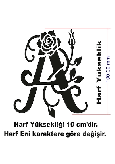 Stencil Harf Boyama Şablonu X048 Harf Yüksekliği 10 Cm