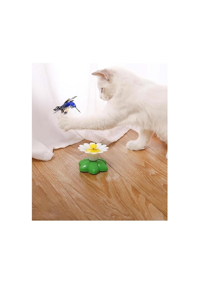 Hareketli Kedi Oyuncağı Dönen Kuş Başlıklı Pille Çalışır