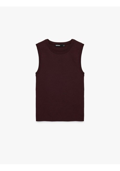 Koton Regular Fit Kolsuz Bisiklet Yaka Triko Bluz Bordo 7wak30029ht