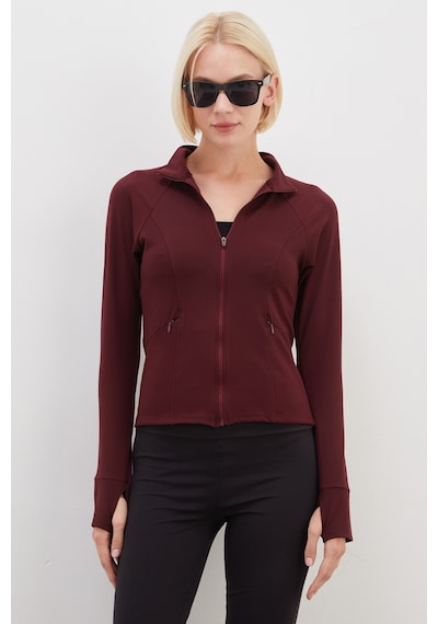 Fullamoda Parmak Geçirmeli Dalgıç Kumaş Slim Fit Ceket Mürdüm
