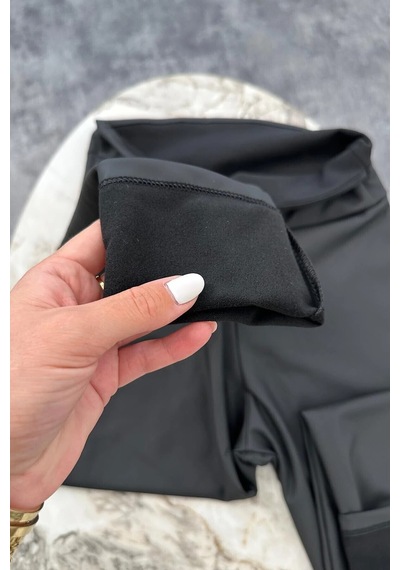 Winmoda34 Lüx Kalite Oslofit Çatlamayan İthal Kumaş Mat Deri Tayt Siyah