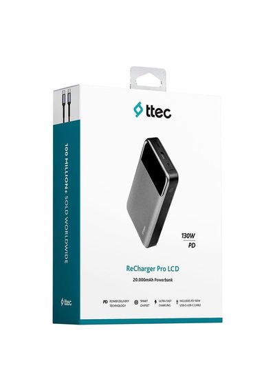 Tr Recharger Pro Lcd 20.000mah Pd 130w Taşınabilir Hızlı Şarj Aleti/powerbank 2bb218 Uzay Grisi