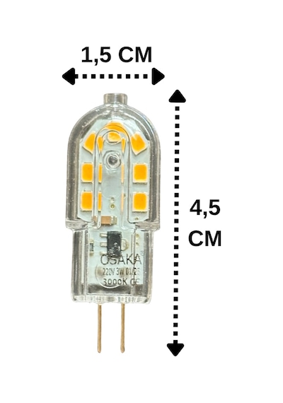 2 Adet Osaka 3w Sarı Işık 3000k G4 Duylu Led Kapsül Ampul