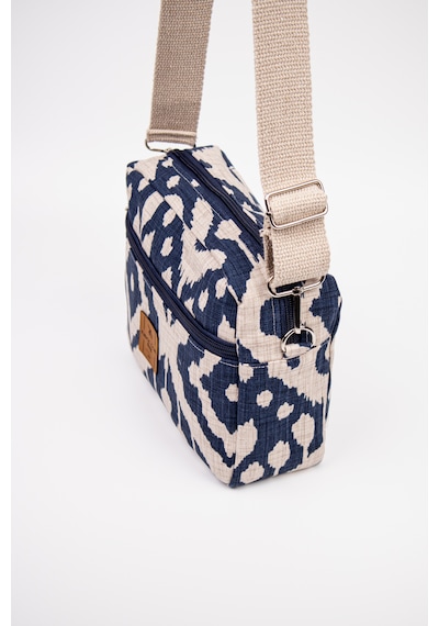 Fabric Craft Bag Çapraz Askılı Kadın Omuz Çantası Fermuarlı Günlük Kullanım Lacivert - Beyaz