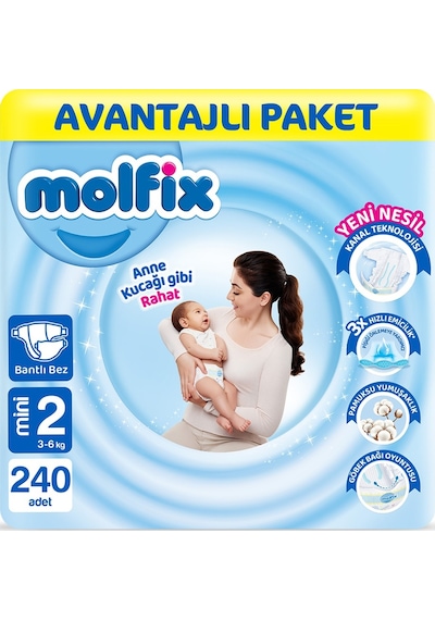 Molfix Bebek Bezi 2 Beden Mini Avantajlı Paket 240 Adet