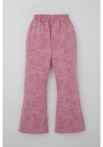 Breeze Kız Çocuk Eşofman Takımı Kurdele Desenli Bel Kısmı Lastikli 9-14 Yaş, Pembe Pembe