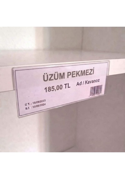 Cep Tipi Yapışkanlı Şeffaf Etiketlik 10x3cm U Tipi 100lü Paket 100 Adet