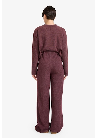 Defacto Straight Fit Beli Lastikli Geniş Paça Pantolon F1016ax25aubr93 Bordo