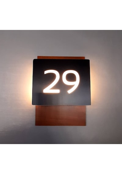 Işıklı Otel Oda Numarası Wooden Serisi