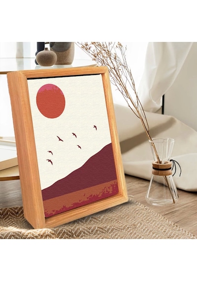 Sayılarla Minimalist Ahşap Çerçeveli Tablo Setleri 21 x 27 CM Tuval Şasesine Gerili Manzara