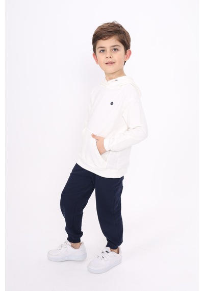 Toontoy Kız Çocuk Relax Fit Kapüşonlu Cepli Baskılı Sweatshirt - 2 İplik Ekru